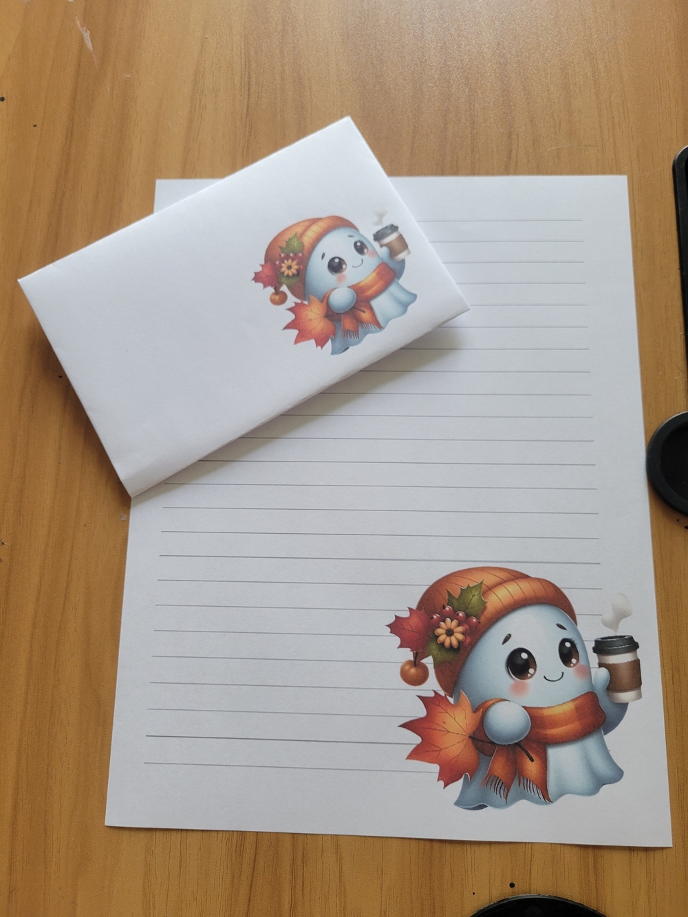 🧋NEW🧋 24pc Autumn Ghost Lined Stationery Set - Orange Accent